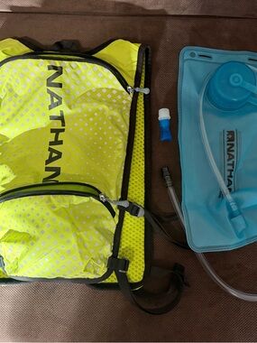 Nathan High-Visibility Yellow Running Hydration Vest with Blue Reservoir